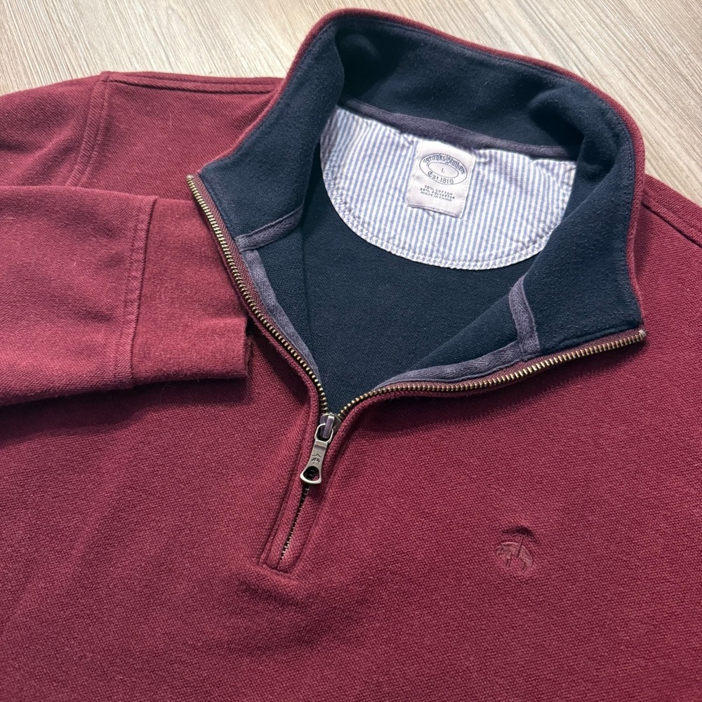 Brooks Brothers Mens Large 1/4‎ Zip Maroon Pullover